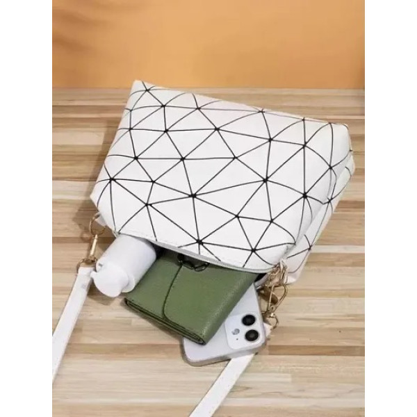 GR-White Pu Printed Sling Bags For Women [Low Budget Product]