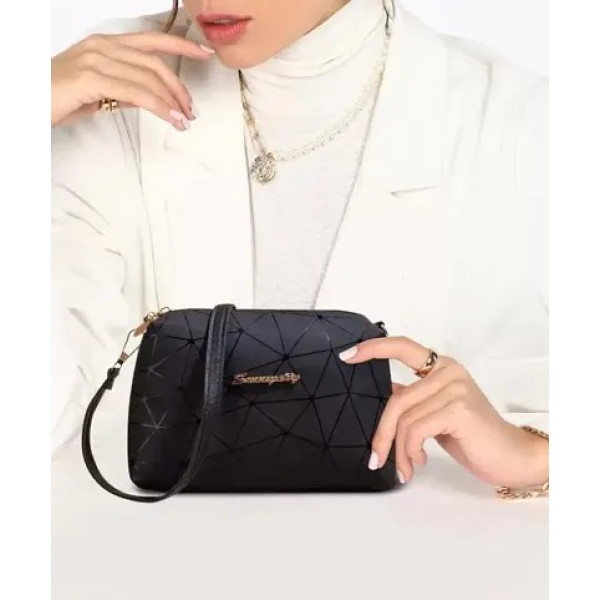 GR-Black Pu Printed Sling Bags For Women [Low Budget Product]