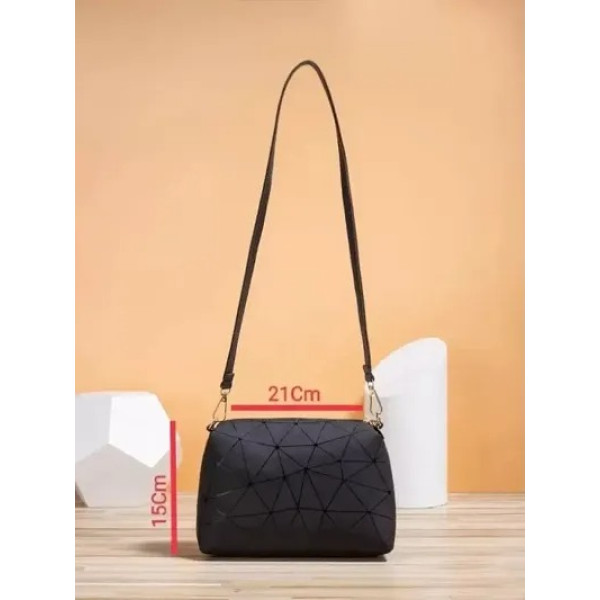 GR-Black Pu Printed Sling Bags For Women [Low Budget Product]