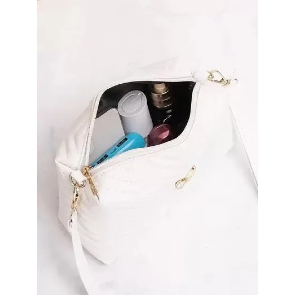 GR-White Pu Embroidered Sling Bags For Women [Low Budget Product]