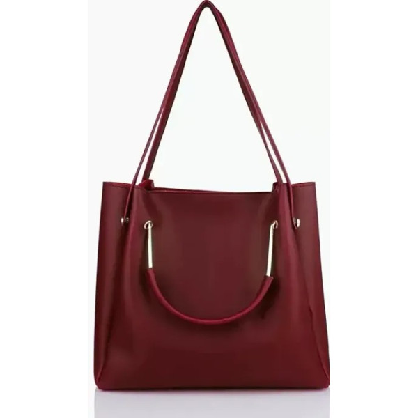 GR-Beautiful Maroon Pu Solid Handbags For Women [Low Budget Product]