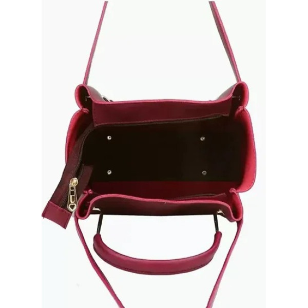 GR-Beautiful Maroon Pu Solid Handbags For Women [Low Budget Product]