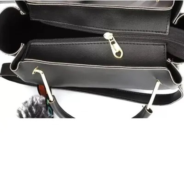 GR-Sleek Sophistication: Stylish Black PU Solid Handbags For Women [Low Budget Product]