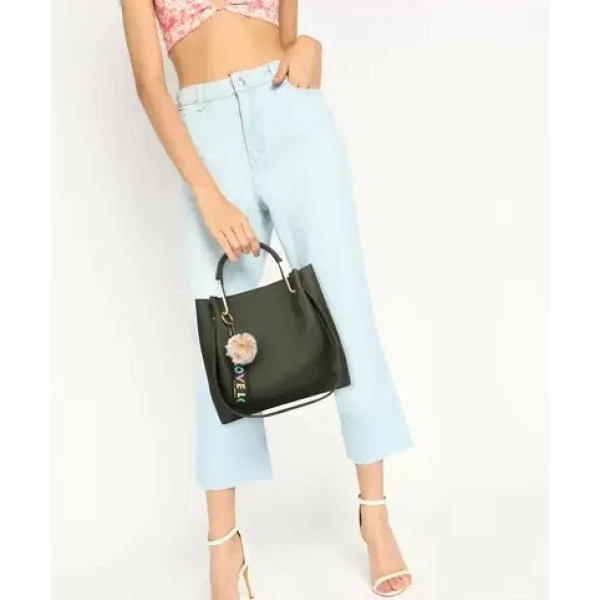 GR-Green Pu Self Pattern Handbags For Women [Low Budget Product]