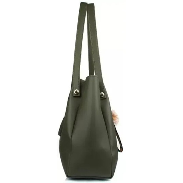 GR-Green Pu Self Pattern Handbags For Women [Low Budget Product]
