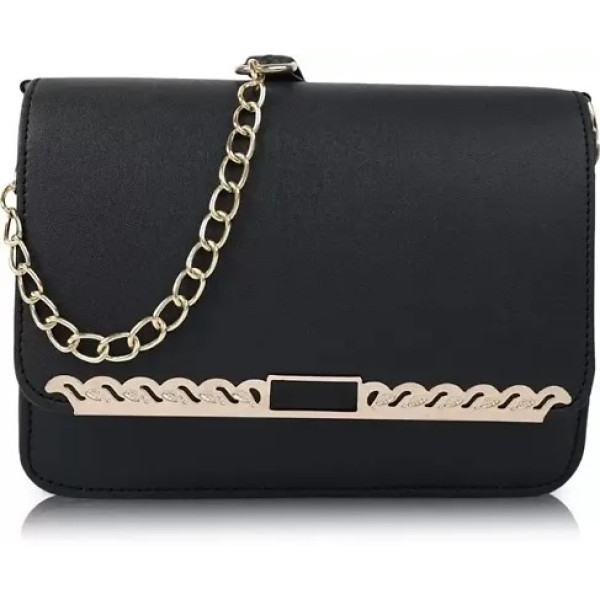GR-Black Pu Embroidered Sling Bags For Women [Low Budget Product]