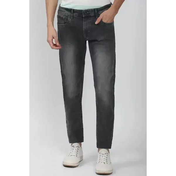 GR-Classic Dark Grey Cotton Blend Solid Jeans For Men [Low Budget Product]