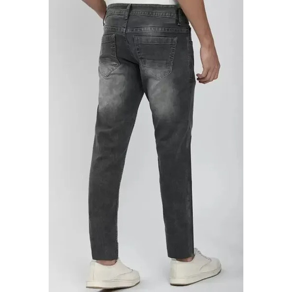 GR-Classic Dark Grey Cotton Blend Solid Jeans For Men [Low Budget Product]