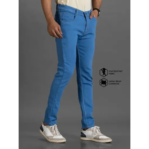 GR-Blue Denim Mid Rise Jeans For Men [Low Budget Product]
