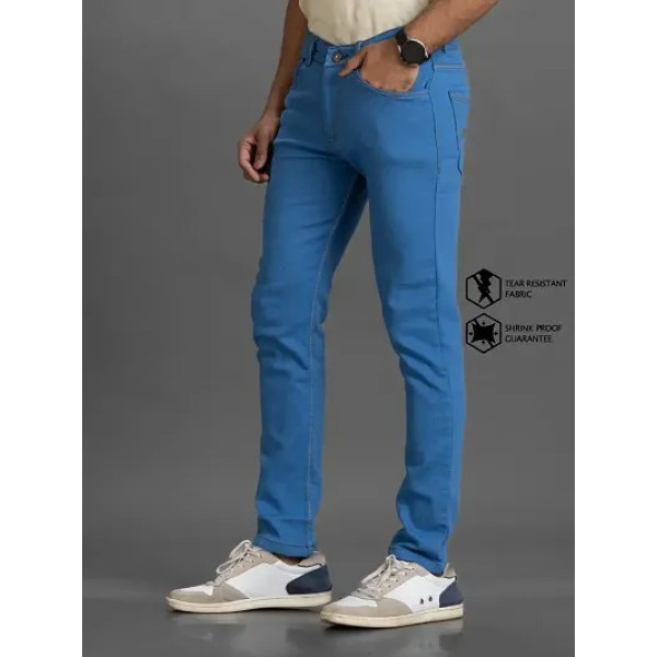 GR-Blue Denim Mid Rise Jeans For Men [Low Budget Product]