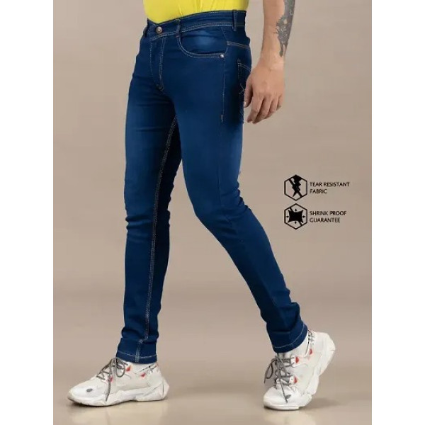 GR-Blue Denim Mid Rise Jeans For Men [Low Budget Product]