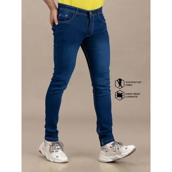 GR-Blue Denim Mid Rise Jeans For Men [Low Budget Product]