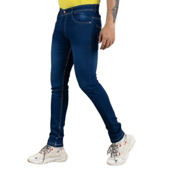 GR-Blue Denim Mid Rise Jeans For Men [Low Budget P...