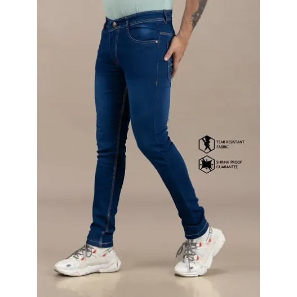 GR-Blue Denim Mid Rise Jeans For Men [Low Budget Product]