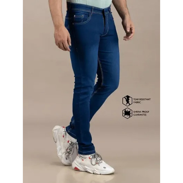 GR-Blue Denim Mid Rise Jeans For Men [Low Budget Product]