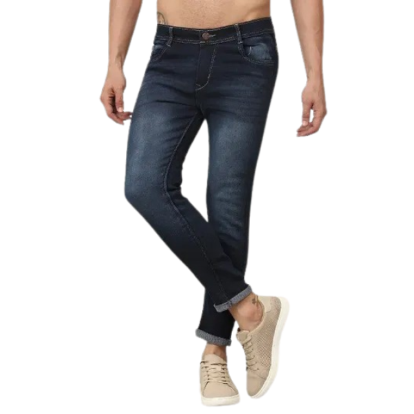 GR-Classic Blue Cotton Blend Solid Jeans For Men [...