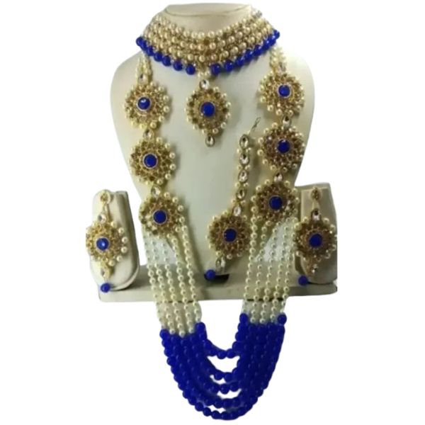 GR-Multicoloured Alloy Pearl Rajwadi Jewellery Set...