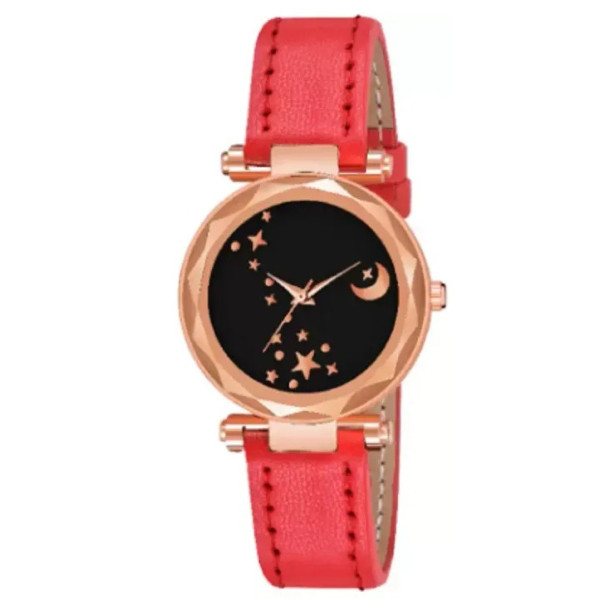 GR-Red Synthetic Leather watch for women [Low Budg...
