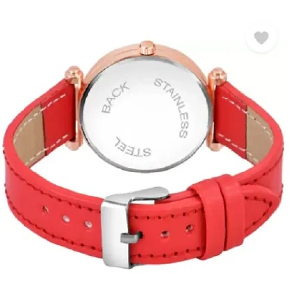 GR-Red Synthetic Leather watch for women [Low Budget Product]