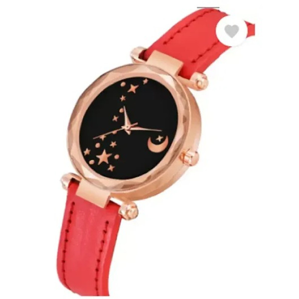 GR-Red Synthetic Leather watch for women [Low Budget Product]