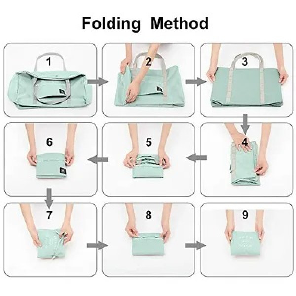 GR-Travel Foldable Nylon Duffle Tote Bag - Portable Waterproof Lightweight [Low Budget Product]