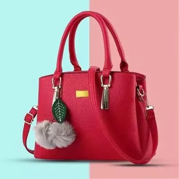 GR-Stylish Red Pu Solid Handbags For Women [Low Budget Product]