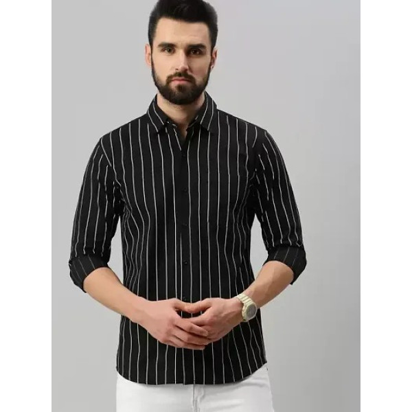 GR-Stylish Fancy Cotton Blend Striped Regular Fit Long Sleeves Casual Shirts For Men [Low Budget Product]