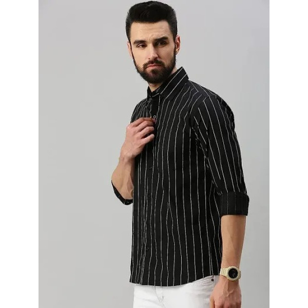 GR-Stylish Fancy Cotton Blend Striped Regular Fit Long Sleeves Casual Shirts For Men [Low Budget Product]