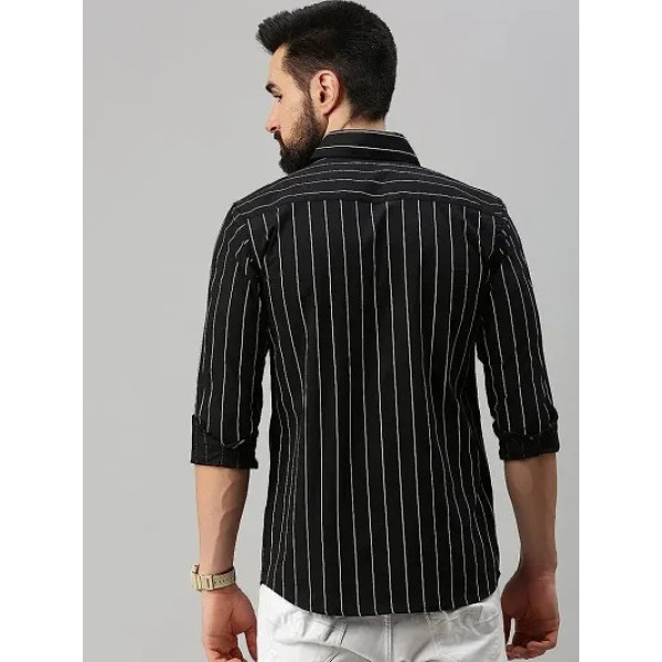 GR-Stylish Fancy Cotton Blend Striped Regular Fit Long Sleeves Casual Shirts For Men [Low Budget Product]