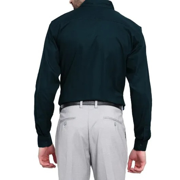 GR-Men's Stylish Green Cotton Solid Long Sleeve Semi-Formal Shirt [Low Budget Product]