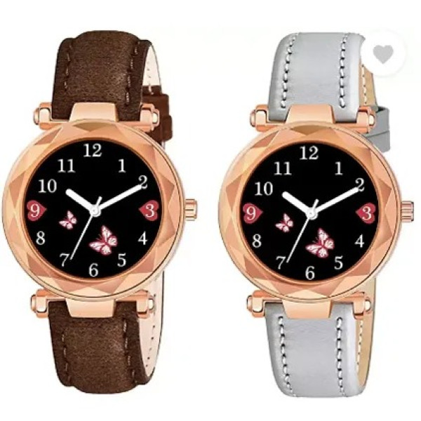 GR-New Arrival Pack Of 2 Wrist Watch for Women [Lo...