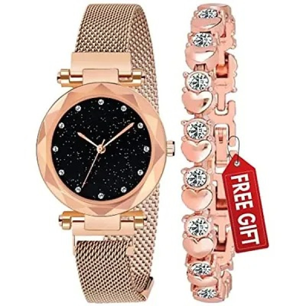 GR-Rose-Gold Magnet Strap Analogue Women's Watch (...