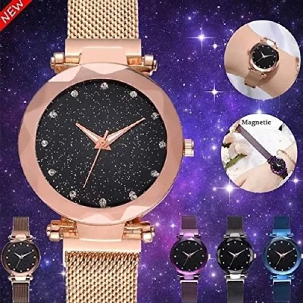 GR-Rose-Gold Magnet Strap Analogue Women's Watch (Set of 2) [Low Budget Product]