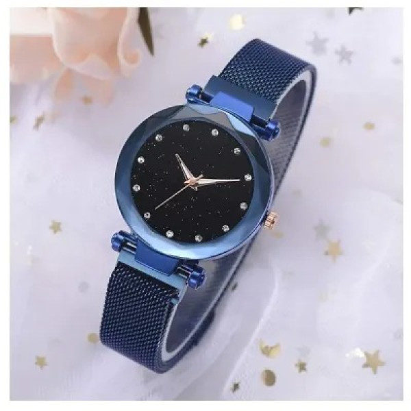 GR-Party Wear Richlook Analog Crestal Glass Magnet Watch for Girls [Low Budget Product]