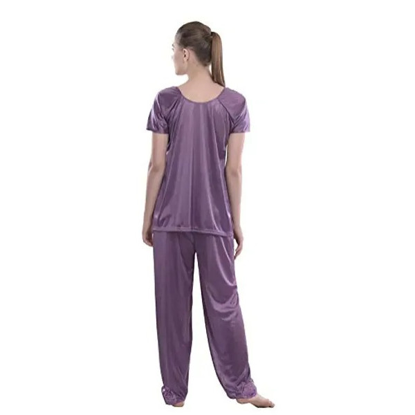 GR-Style Satin Sexy Night Suit Set with Top Pyjama for Women Sleep Wear Night Honeymoon [Low Budget Product]