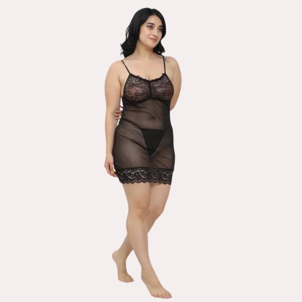 SN-Sheer Babydoll Slip Dress for Women [Low Budget Product]