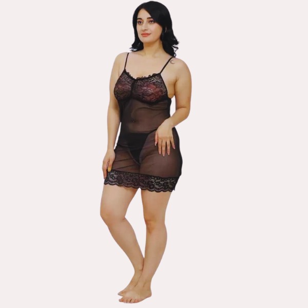 SN-Sheer Babydoll Slip Dress for Women [Low Budget Product]