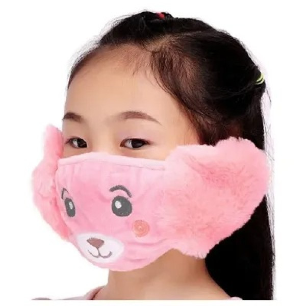 GR-Playful Elegance: Grey Plush Cartoon Ear Muff F...