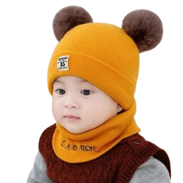 GR-Unisex Kids Knit Winter Hat Scarf Set for 0-4 Y...