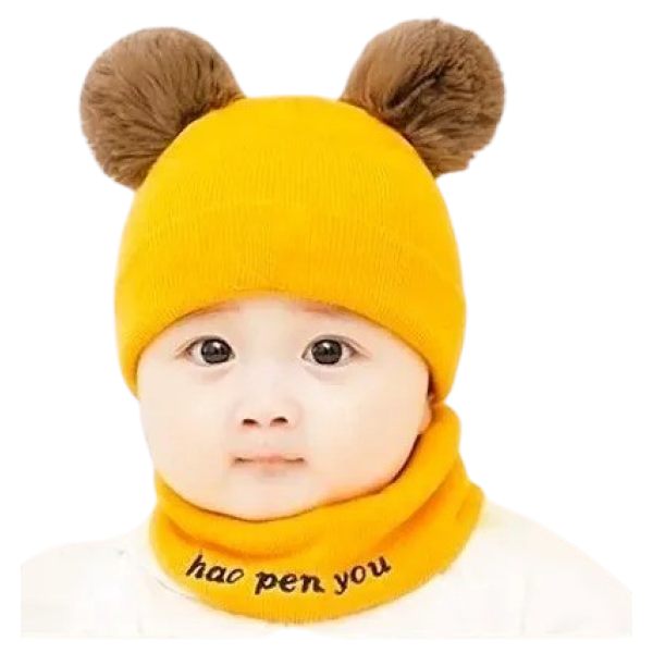 GR-Unisex Kids Knit Winter Hat Scarf Set for 0-4 Y...