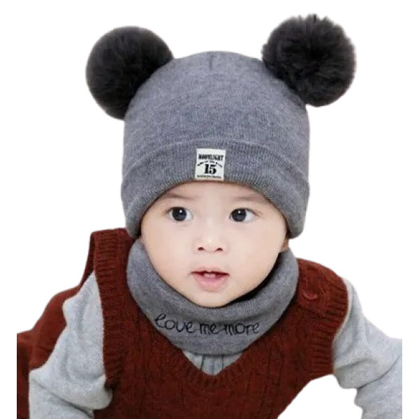 GR-Unisex Kids Knit Winter Hat Scarf Set 0-4 Years...