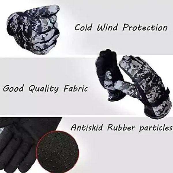 GR-Woolen Sports Printed Motorcycle Riding Hand Glove for Man and Woman [Low Budget Product]