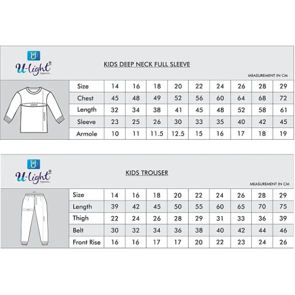 GR-Deep Neck Winter Thermal Set of Top Trouser for Kids [Low Budget Product]