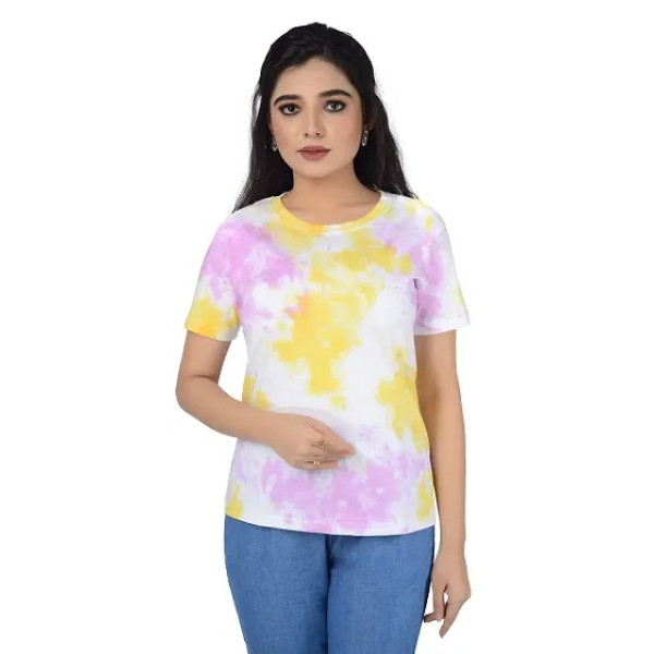 GR-Women tie dye Tshirt Medium, Bubblish Purple [Low Budget Product]