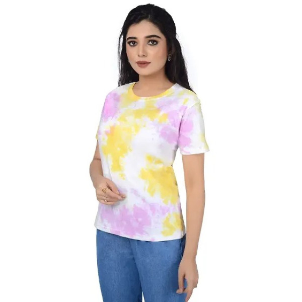 GR-Women tie dye Tshirt Medium, Bubblish Purple [Low Budget Product]