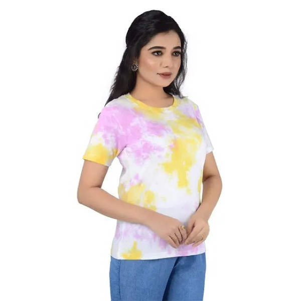 GR-Women tie dye Tshirt Medium, Bubblish Purple [Low Budget Product]