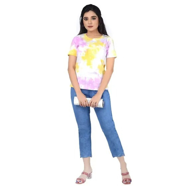 GR-Women tie dye Tshirt Medium, Bubblish Purple [Low Budget Product]