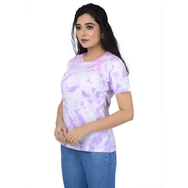 GR-Women tie dye Tshirt Medium, Bubblish Purple [Low Budget Product]