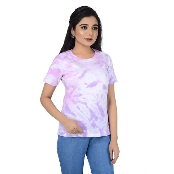 GR-Women tie dye Tshirt Medium, Bubblish Purple [Low Budget Product]