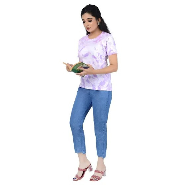 GR-Women tie dye Tshirt Medium, Bubblish Purple [Low Budget Product]